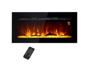 Cheminée électrique murale noire 1800 w avec télécommande