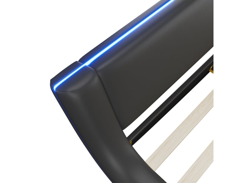  Lit bas 140x200 cm pu noir – led ambiant style contemporain  - Conforama E