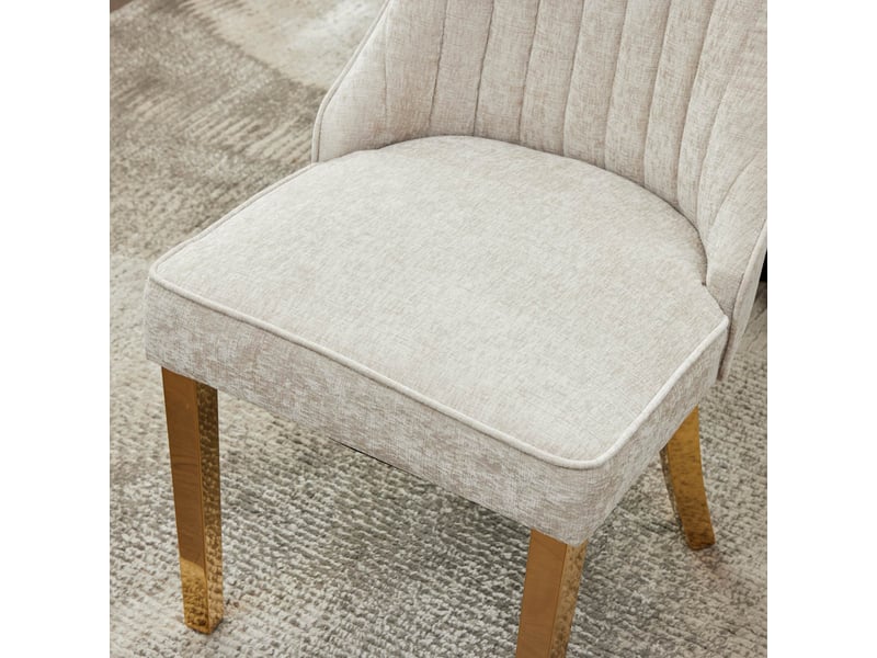 Lot de 2 chaises salle à manger en tissu chenille - piètement métal, design moderne et confort sur coforama  - Conforama E