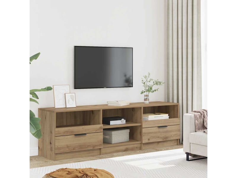  Meuble tv - banc tv - meuble de rangement chêne artisanal 150x33,5x45 cm bois d'ingénierie  - Conforama B