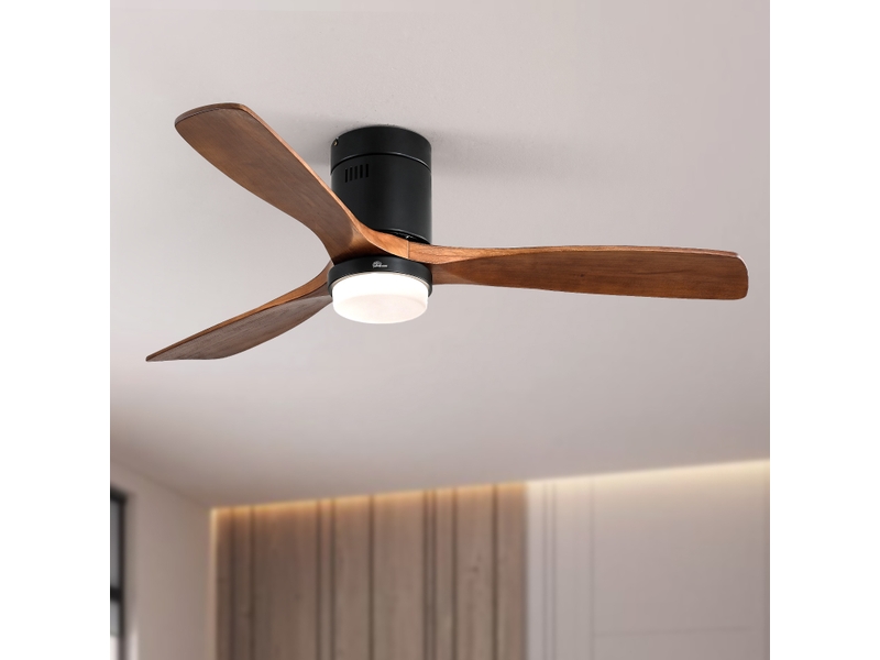  Ventilateur de plafond de 132 cm avec lumière pour intérieur – 3 ailes en bois, moteur réversible silencieux, télécommande avec contrôle de la lumière  - Conforama B