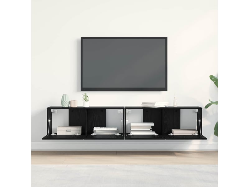  Meuble tv - banc tv - meuble de rangement 2 pcs chêne noir bois d'ingénierie  - Conforama D