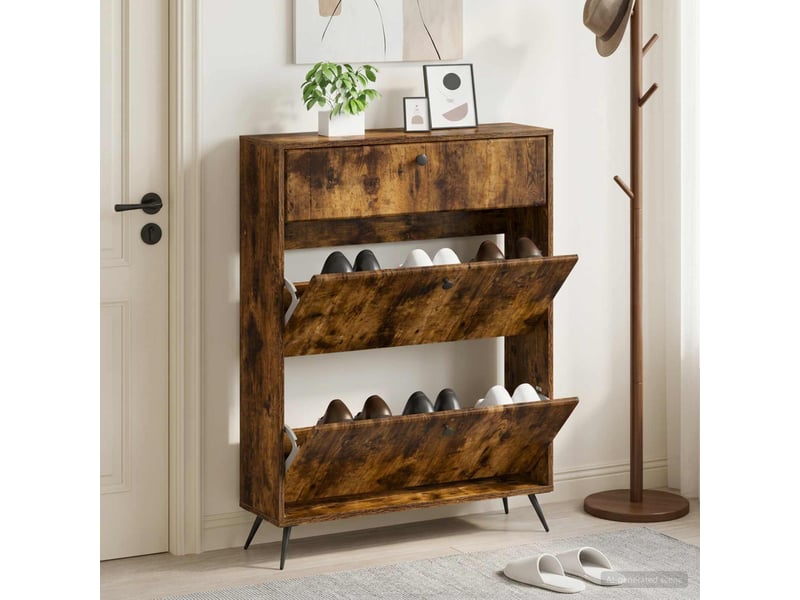  Meuble à chaussure, cabinet à chaussures breda 78x24x103 cm bois d'ingénierie shl7858  - Conforama B