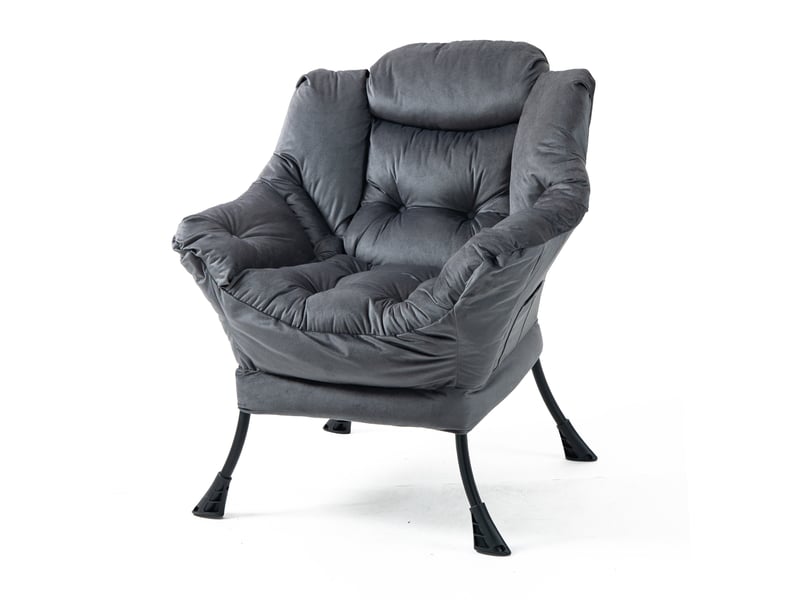 Fauteuil relax avec dossier haut, poche latérale et rembourrage en mousse, structure métallique gris foncé - Conforama A