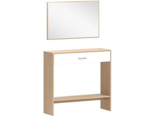 Console d'entrée 91,5x27,9x85,5 cm avec miroir panneau de particules chêne et blanc