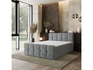 Lit avec rangement 140x200 cm <strong>MASSENO</strong> <strong></strong> coloris gris
