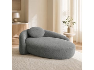 Canapé droit compressé fixe <strong>CRAVDOM</strong> <strong></strong> 1 place Tissu bouclette gris foncé