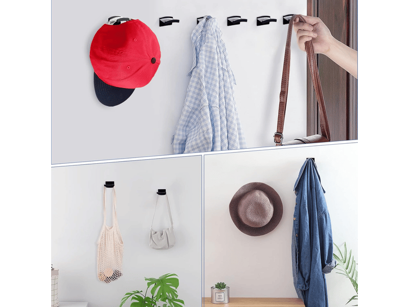  Noir - 10 porte-chapeaux, suspension murale de casquettes de baseball, porte-chapeau collé, porte-serviette pour chapeau, organisateur de porte, pièce  - Conforama D