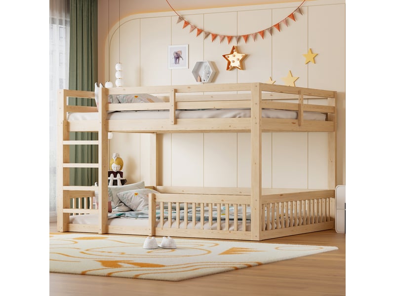 Lit superposé 160x200 cm avec barrières naturel - Conforama D