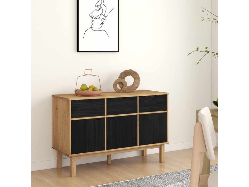 Buffet - bahut - meuble de rangement otta marron et noir 114 x 43 x 73,5 cm - Conforama B