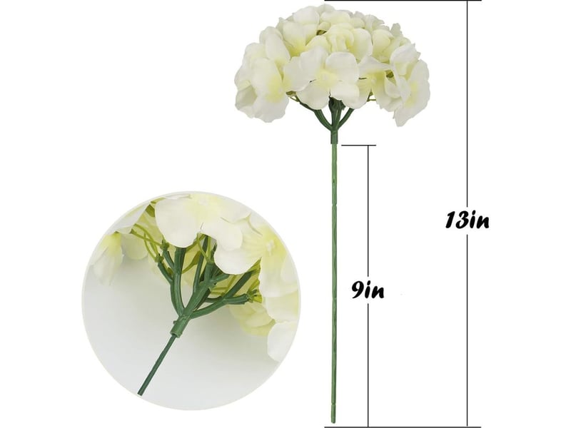  Têtes d'hortensias en soie, fleurs artificielles avec tiges, pour décoration de maison et de mariage, lot de 10 (ivoire)-aquaforge  - Conforama D