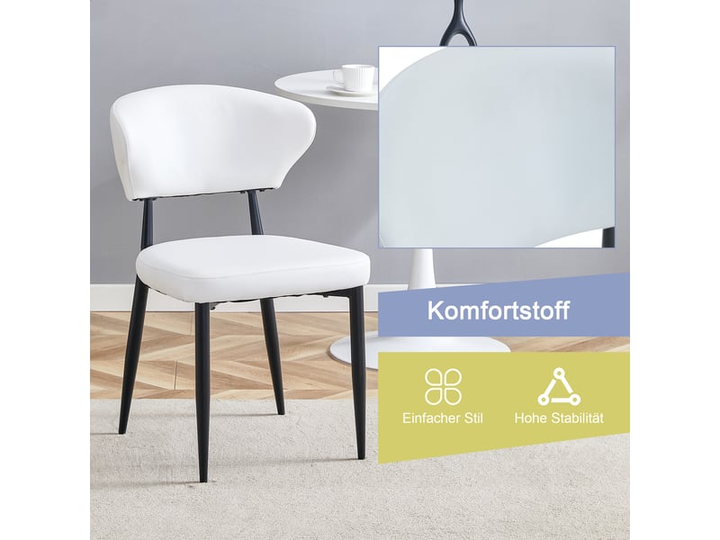  Lot de 2 chaises de salle à manger blanches, pieds en métal noir W3658P406288 - Conforama D
