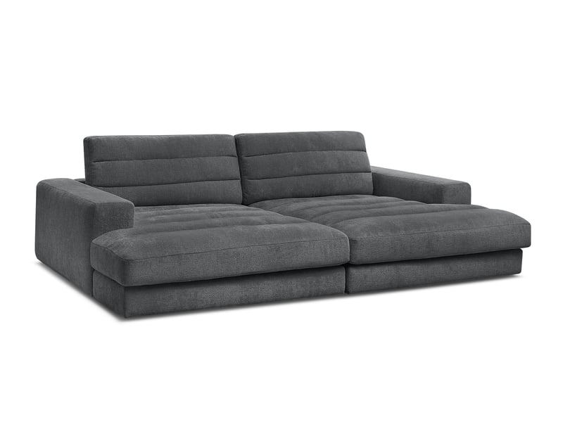 Bobochic canapé droit fixe 4 places sierra assise profonde tissu texturé gris foncé SIERRA - Conforama A