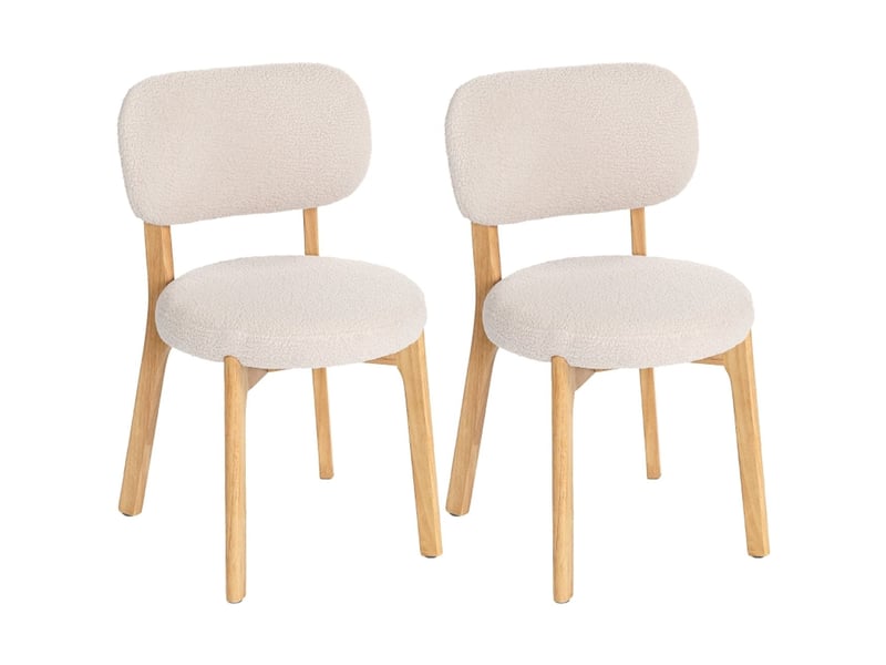  Lot de chaises 2 pièces chaise repas à assise large dossier incurvé coloris crème  - Conforama A