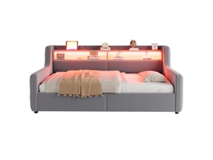 Lit simple 90x200 cm    coloris gris