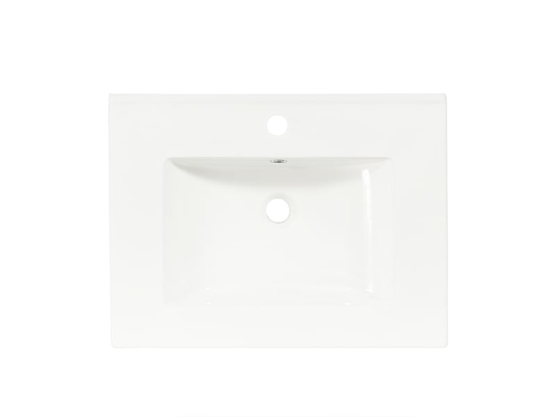  Meuble salle de bain 61 cm sur pied avec lavabo céramique, portes en rotin, effet noyer, style bohème  - Conforama R