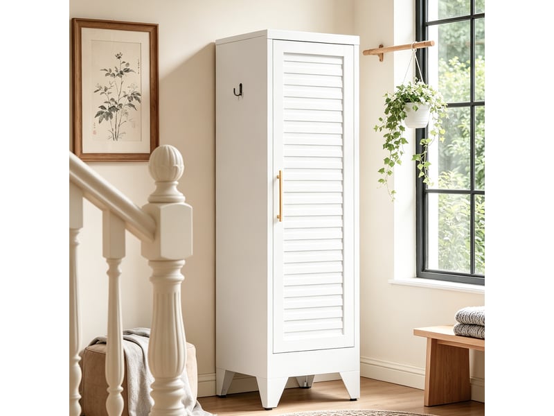  Armoire métallique avec tringle à vêtements, armoire de vestiaire en acier h 120 × l 38 × p 45 cm  - Conforama E