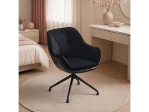 Fauteuil fixe pivotant  <strong>OKMYHOME</strong> <strong></strong> Simili noir vendu A l'unité