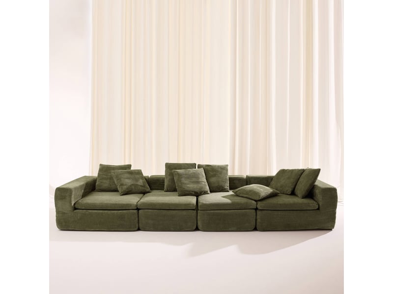  Canapé modulable tissu chenille 5 places vert - movi  - Conforama C