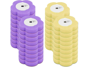 Brosse de toilette jetable, brosse de toilette, 36 têtes de recharge pour la salle de bain, 5.5*5.5cm, matériaux éponge, jaune et violet