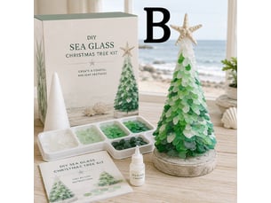 Kit diy arbre de noël en verre de mer – série b, décoration à réaliser soi-même