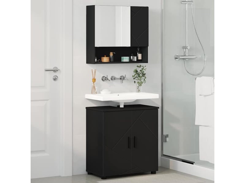  Ensemble de mobilier de salle de bain 2 pièces noir cf64240  - Conforama D