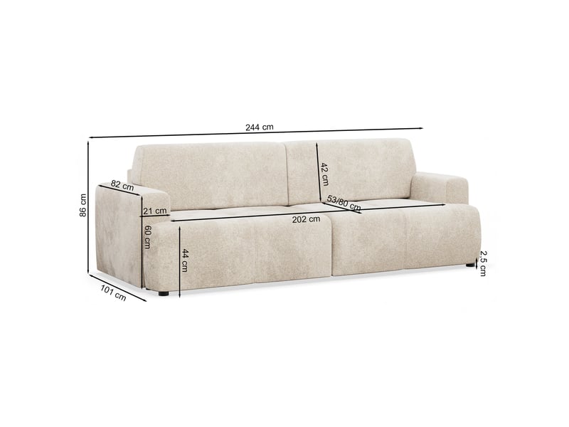 Selsey cobbly - canapé convertible - 244 cm - chenille onyx grège Cobbly - Conforama E