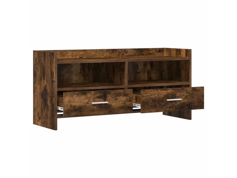  Meuble tv - banc tv - meuble de rangement 100 x 33 x 47 cm chêne fumé bois d'ingénierie  - Conforama D