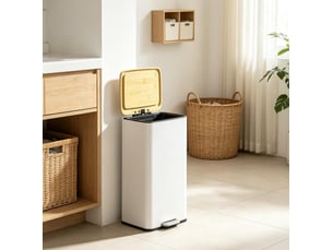 Poubelle de cuisine 20 l 29,5x29,5x56,8 cm fermeture douce métal blanc