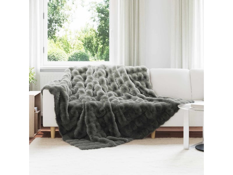 Couverture décorative, couverture antidérapante en fausse de lapin gris foncé shl58707  - Conforama B