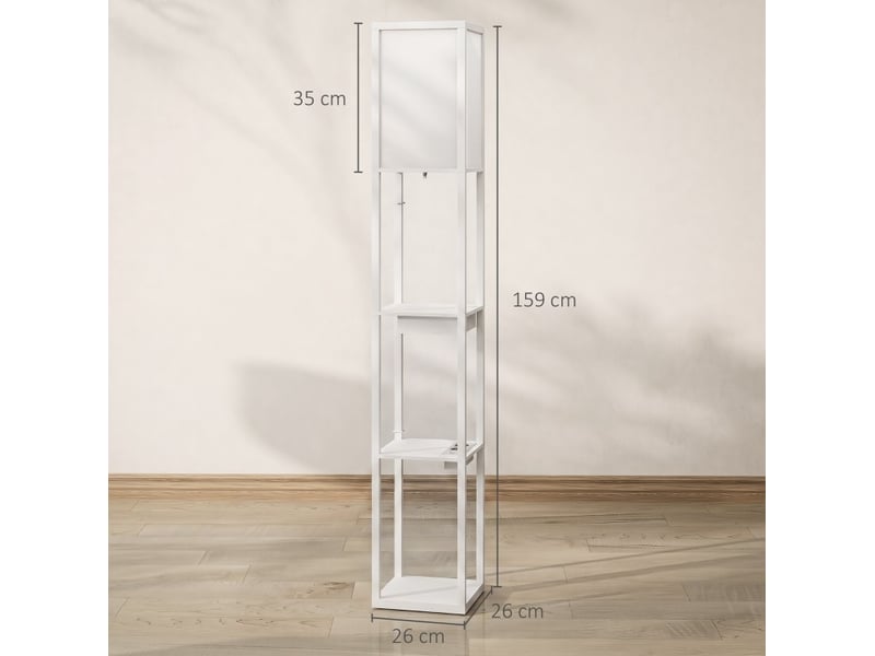  Lampadaire 26x26x159 cm avec prises usb mdf blanc  - Conforama E