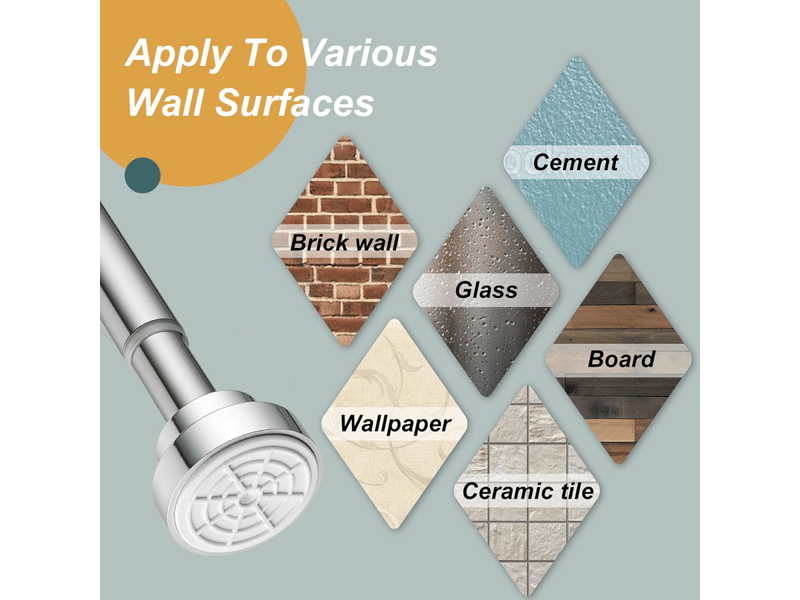  Tringle à rideau de douche télescopique rétractable en acier inoxydable, 55-85 cm du mur, argent  - Conforama E
