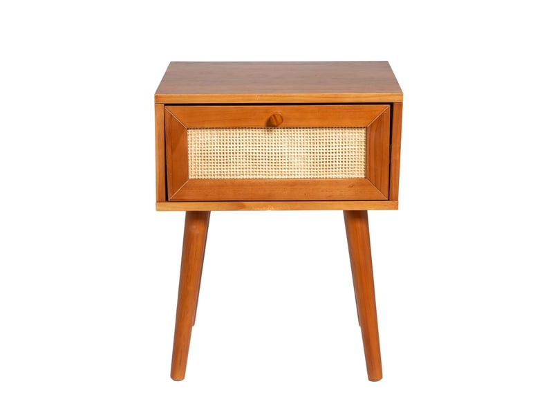  Chevet noisette cannage pin massif avec tiroir anna  - Conforama D