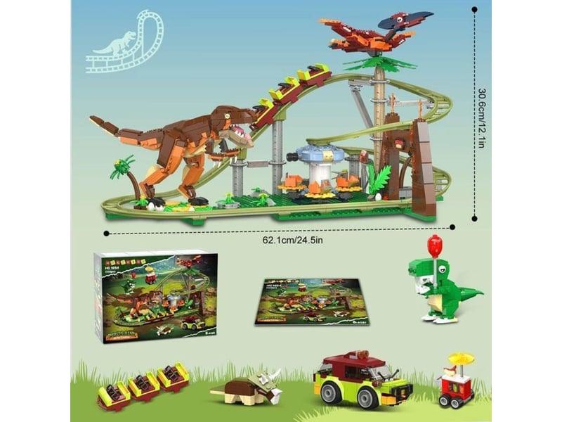  Jeu de construction parc dinosaure 1222 pieces 4 figurines vert 151498_AABAR89726_6_DROPFR - Conforama B