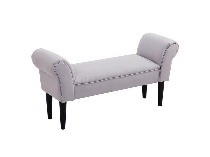  Banc capitonné toile, accoudoirs, bois, chaussures, chambresaloncouloir, 102x36x51 cm, gris-blanc.  - Conforama A