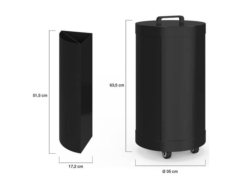  Réservoir à granulés rond 30 kg noir 4 compartiments détachables avec bec verseur rangement à pellets 35 x 35 x 63,5 cm  - Conforama E