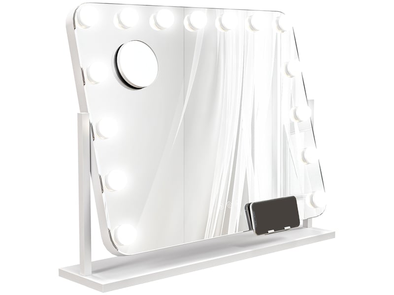  Miroir maquillage lumineux led intensité réglable miroir port grossissant de charge usb, rotation à 360° 63 x 50 cm  - Conforama B
