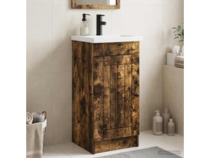 Meuble de salle de bain avec évier chêne fumé 42x40x84.5 cm shl9705