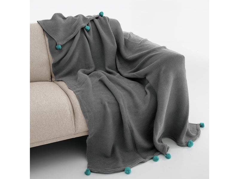 Plaid de canapé tissé en acrylique plaid cozy - gris  - Conforama C