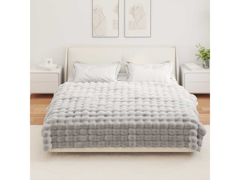Couverture décorative, couverture antidérapante en fausse de lapin olite gris shl44641 - Conforama D