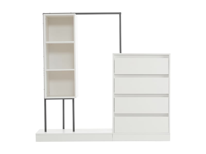  Armoire penderie blanche 140 × 40 × 135 cm avec tiroirs, buffet et tringle à vêtements  - Conforama A