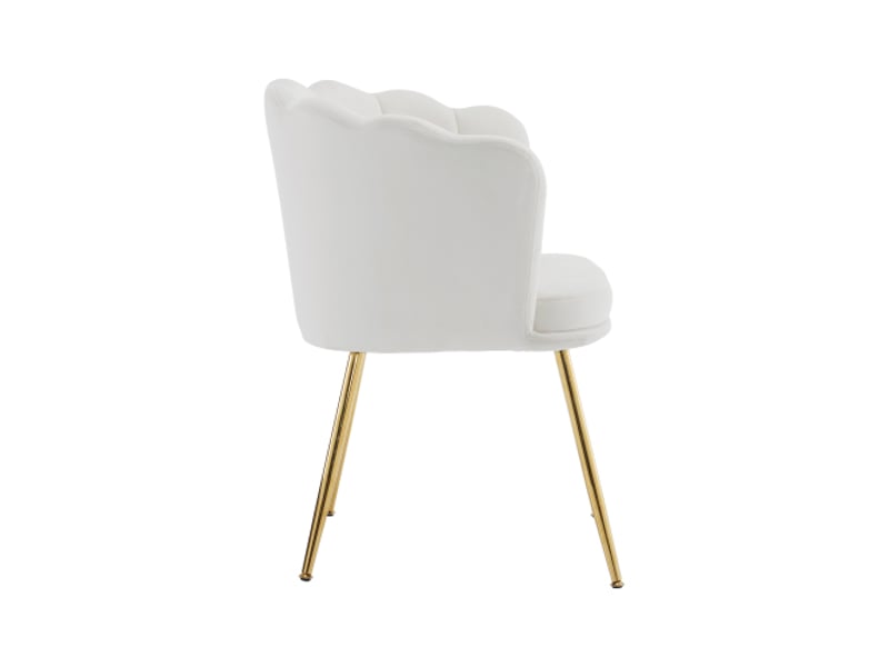  Lot de 2 fauteuils fixes en velours,en forme de pétales,avec pieds en métal plaqué or,62x54,5x77,blanc fauteuil blanc - Conforama D