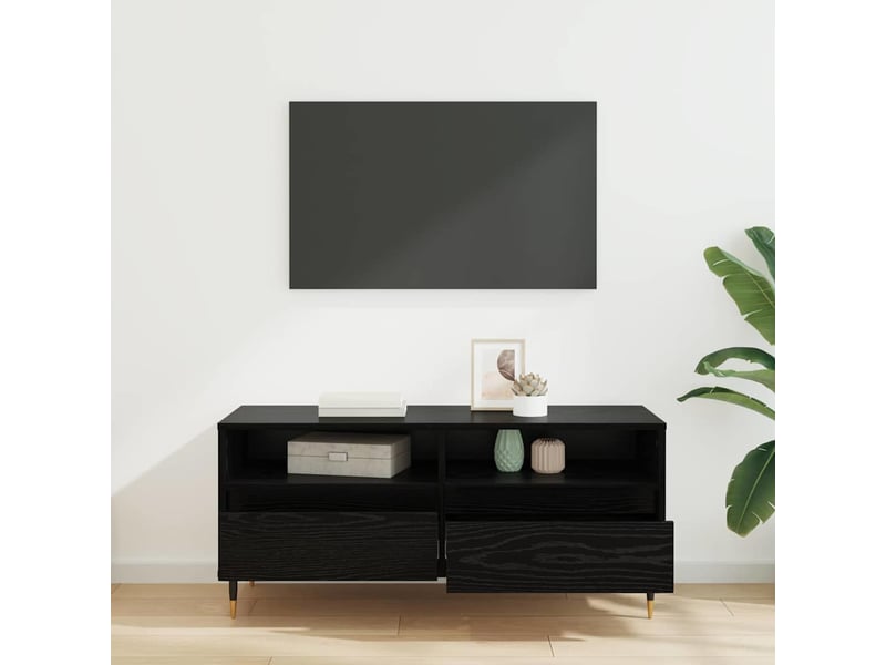  Meuble tv - banc tv - meuble de rangement avec tiroir chêne noir 100 x 34,5 x 44,5 cm  - Conforama D
