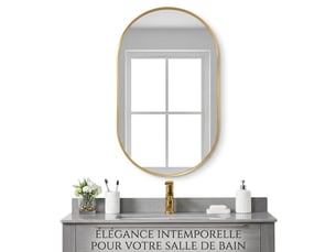 Miroir de salle de bain ovale 40x60 cm mural cadre métal – doré