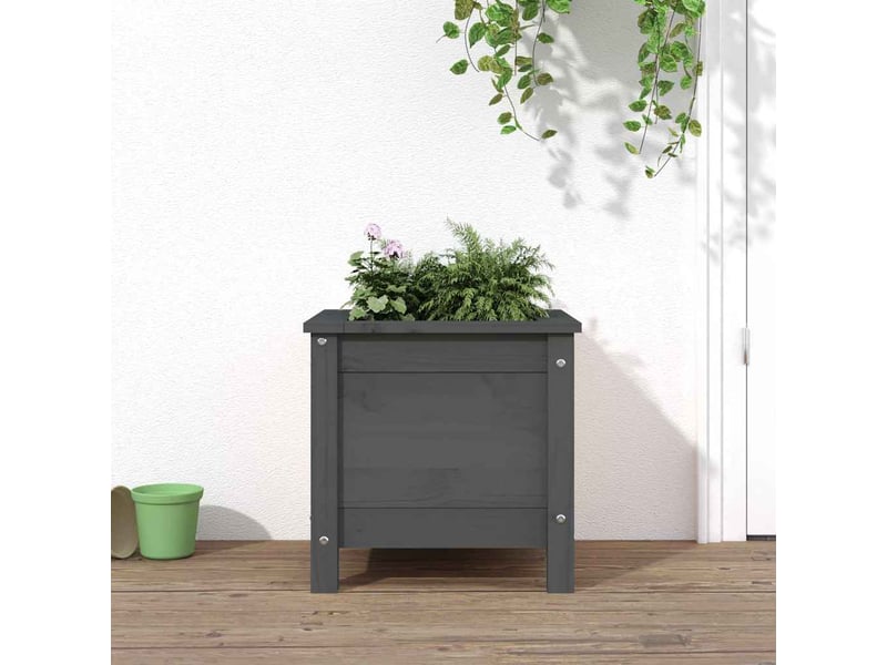  Jardinière - bac à fleurs gris 40x40x39 cm bois massif de pin  - Conforama B