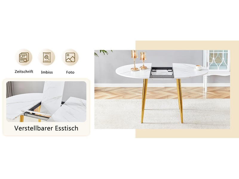 Table à manger ronde extensible de 107 à 137 cm de diamètre en ovale table seule sans chaises - Conforama D