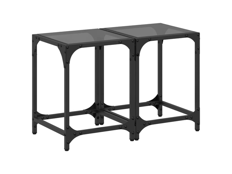  Tables basses avec dessus en verre noir 2 pcs 30x30x40 cm acier  - Conforama B
