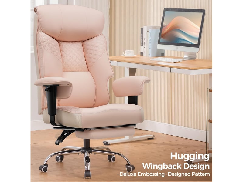 Gtplayer chaise de jeu pour personnes de forte corpulence avec assise 3d, repose-pieds, pu, 180kg - rose CH810-PK - Conforama D