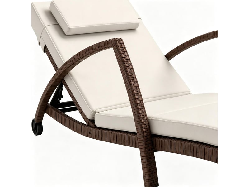  Bain de soleil transat à roues chaise lounge roues usage extérieur lit de repos moderne un seul exemplaire  - Conforama D