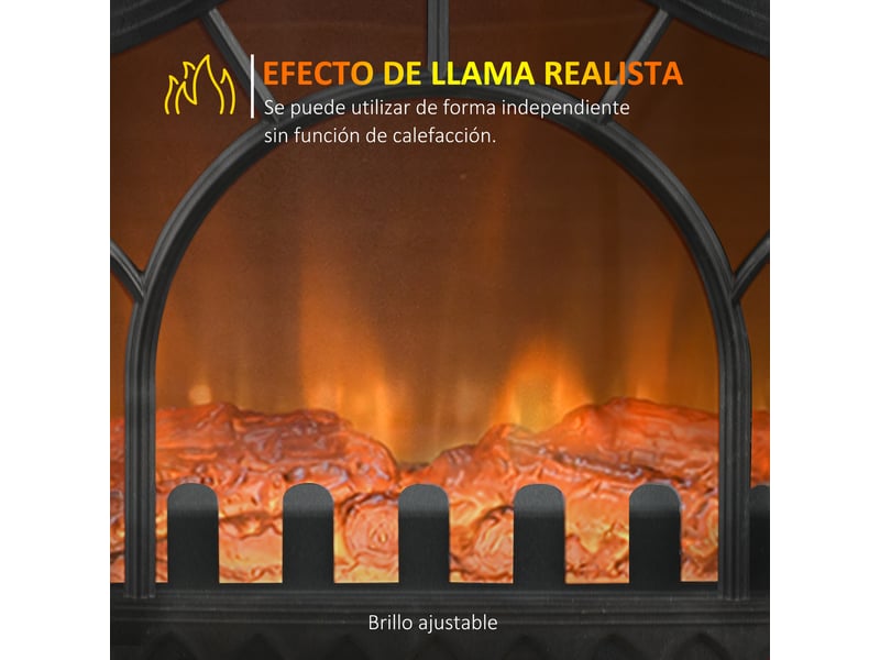  Cheminée électrique 1000w2000w avec température réglable et protection contre la surchauffe, 55 x 31 x 58 cm, noire  - Conforama D